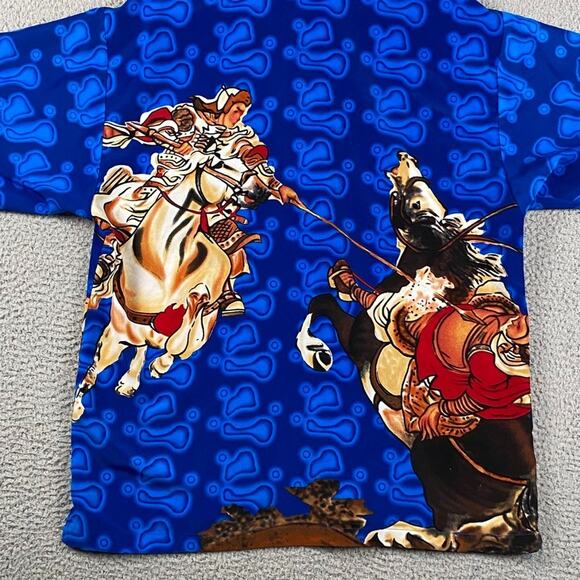 Vintage J/E/T Bold Graphic Button Up Shirt Men's M Jousting Horses Abstract - Picture 10 of 10